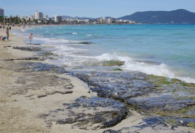 nasse Felsen am Strand