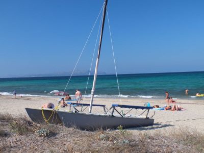 Segelschiff am Strand von Mallorca